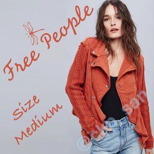 Free People Ruffle Moto Sweater Jacket Sz M